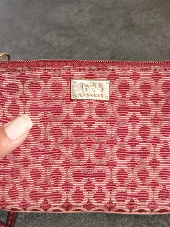 Coach Pink/Red Signature Wristlet - Picture 2 of 10